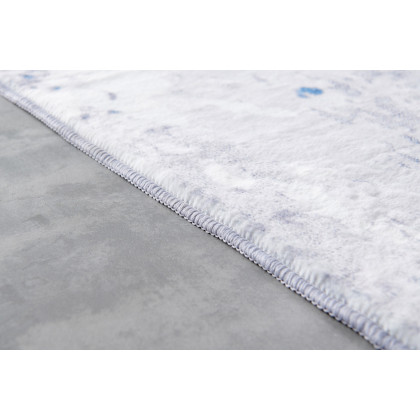 Furnings Zara Abstract Design Machine Washable Gray Blue Yellow Area Rug - 9'L x 6'W x 1"H