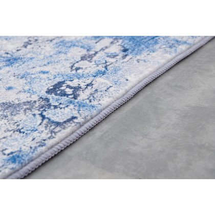 Furnings Zara Abstract Design Machine Washable Silver Blue Area Rug - 9'L x 6'W x 1"H