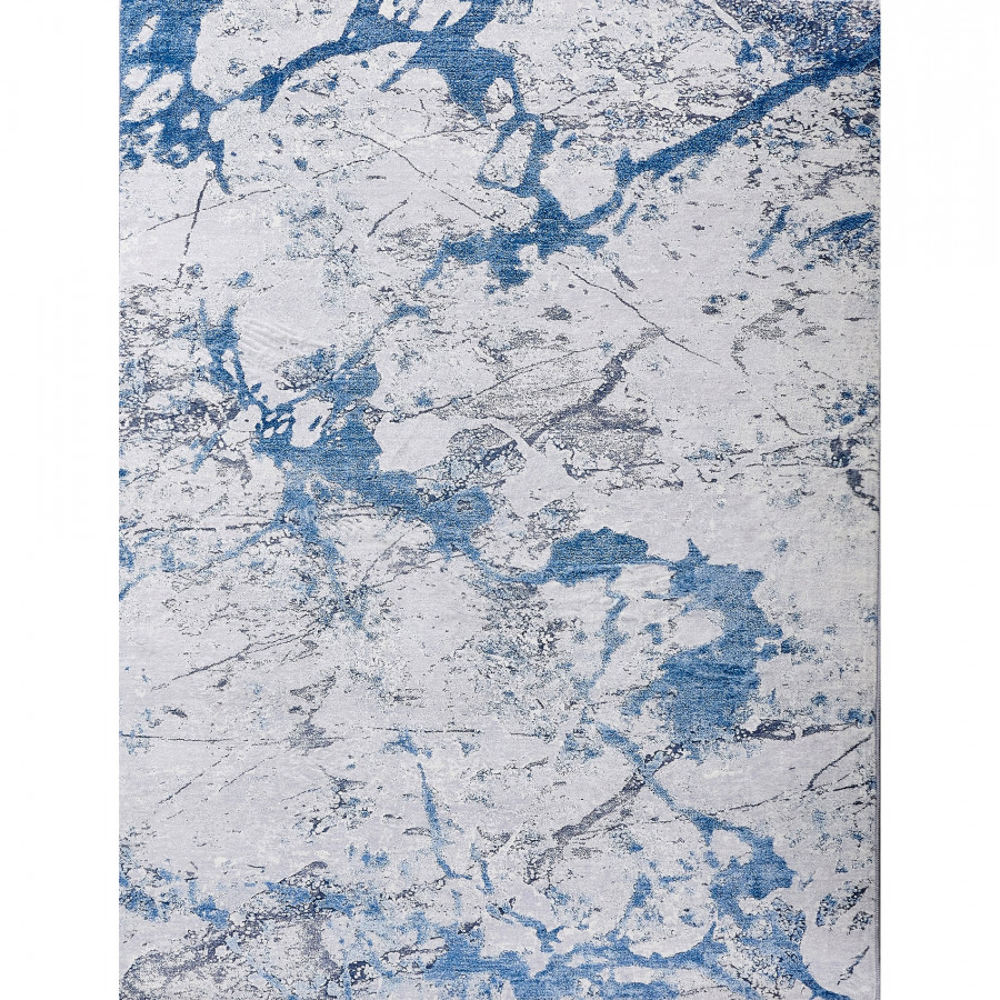 Furnings Zara Abstract Design Machine Washable Silver Blue Area Rug - 10.5'L x 7.5'W x 1"H
