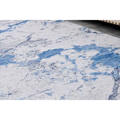 Furnings Zara Abstract Design Machine Washable Silver Blue Area Rug - 10.5'L x 7.5'W x 1"H