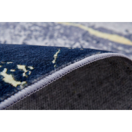 Furnings Zara Abstract Design Machine Washable Blue Gray Yellow Area Rug - 7'L x 5'W x 1"H