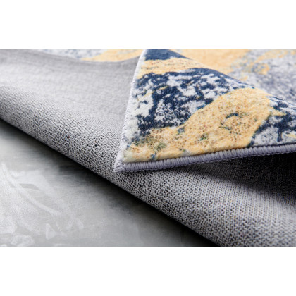 Furnings Zara Abstract Design Machine Washable Blue Gray Yellow Area Rug - 7'L x 5'W x 1"H