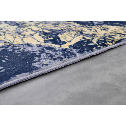 Furnings Zara Abstract Design Machine Washable Blue Gray Yellow Area Rug - 7'L x 5'W x 1"H