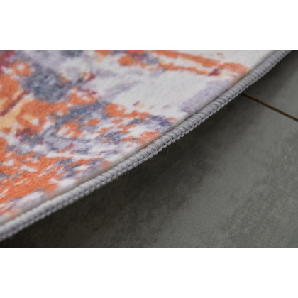 Furnings Zara Abstract Design Machine Washable Gray, Brown and Orange Area Rug - 10.5'L x 7.5'W x 1"H