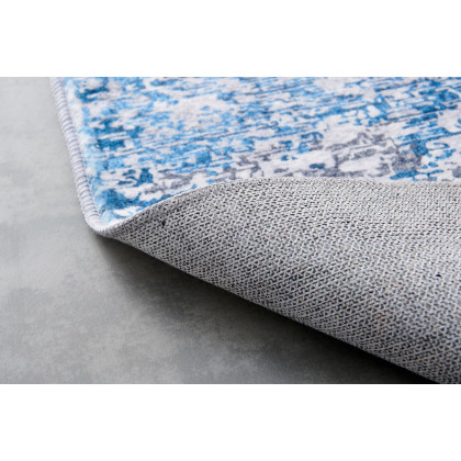 Furnings Zara Abstract Design Machine Washable Gray and Turquoise Area Rug - 9'L x 6'W x 1"H