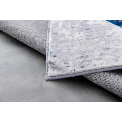 Furnings Zara Abstract Design Machine Washable Gray and Turquoise Area Rug - 9'L x 6'W x 1"H