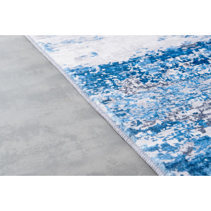 Furnings Zara Abstract Design Machine Washable Gray and Turquoise Area Rug - 10.5'L x 7.5'W x 1"H