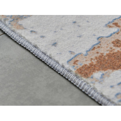 Furnings Zara Abstract Design Machine Washable Gray, Brown and Rust Area Rug - 7'L x 5'W x 1"H