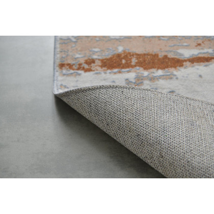 Furnings Zara Abstract Design Machine Washable Gray, Brown and Rust Area Rug - 7'L x 5'W x 1"H