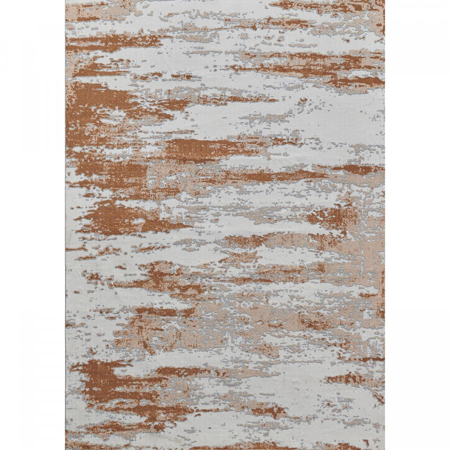 Furnings - Zara Abstract Design Machine Washable Gray, Brown and Rust Area Rug