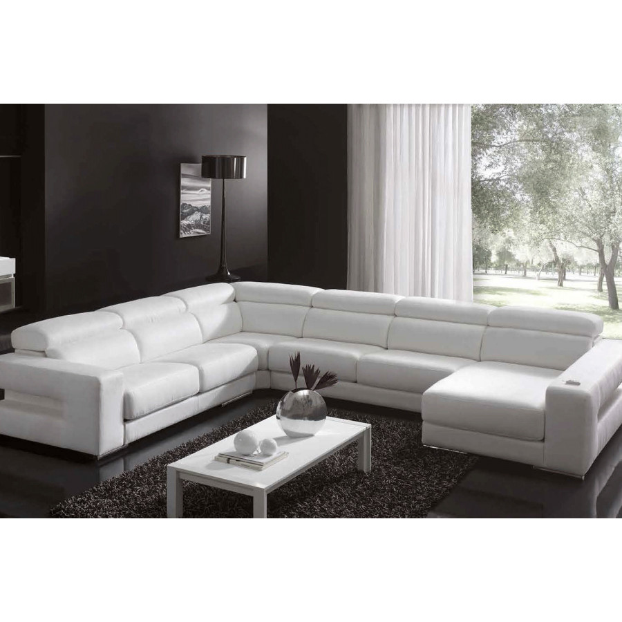 Gamamobel - Oscar Square Arms Left Facing Sectional in Lux Leather