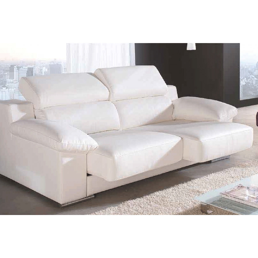 Gamamobel - Dandy Pillow Top Arms Sofa in White, Lux Leather