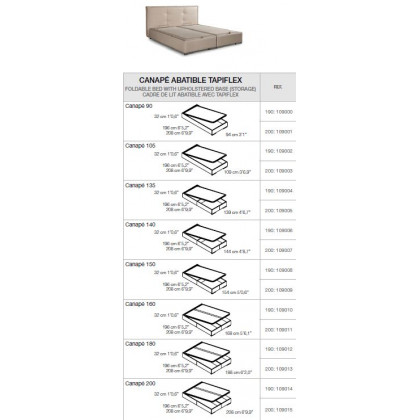 Gamamobel Canape Foldable Upholstered Base Bed Frame with Storage