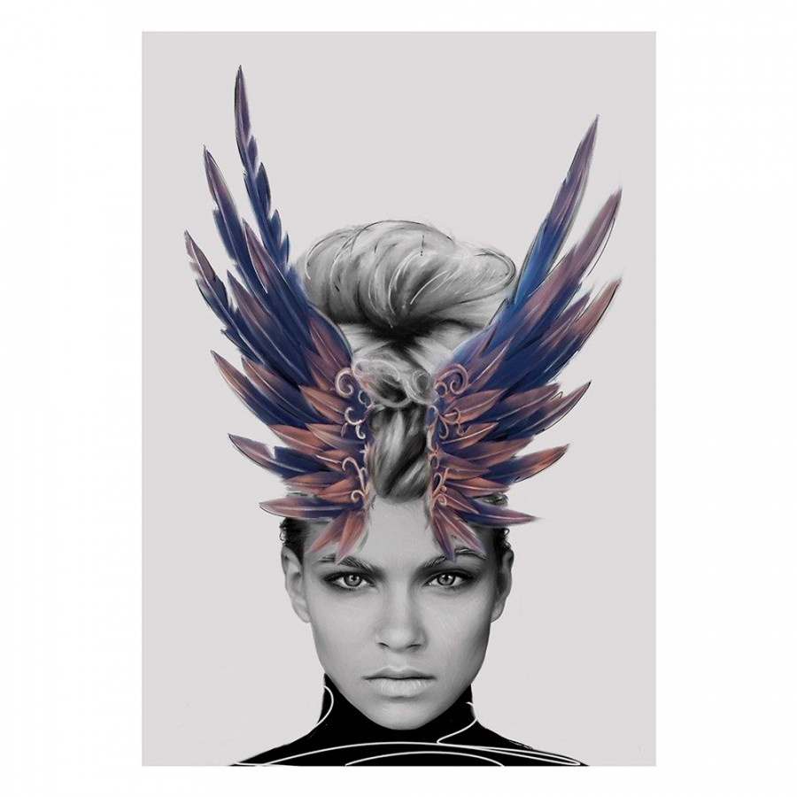 GFURN Crown Of Feathers Print - Colorful, 29 x 42cm