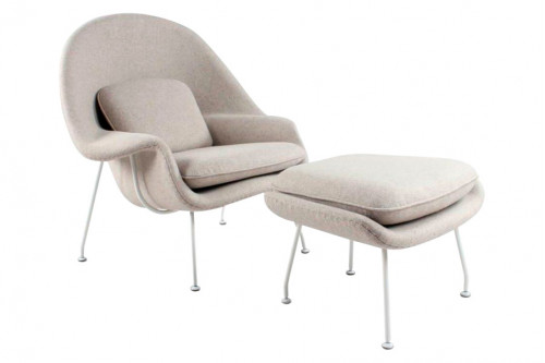 GFURN™ Daire Chair & Ottoman - Light Gray/White