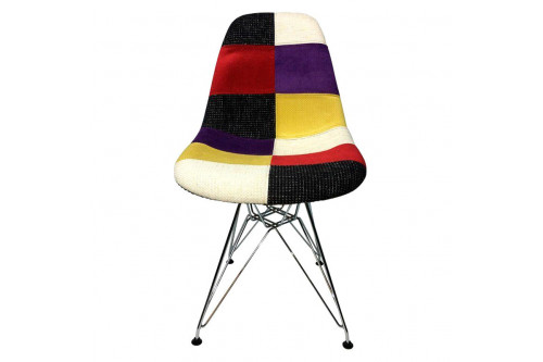 GFURN™ Eiffel Patchwork Chair - Square Multicolor, Metal Legs