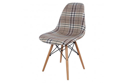GFURN™ Eiffel Upholstered Chair - Brown/Beige, Metal Legs