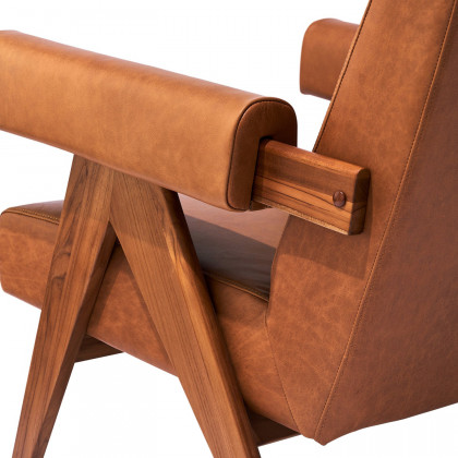 GFURN Debora Lounge Chair - Walnut/Caramel Leather