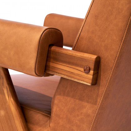 GFURN Debora Lounge Chair - Walnut/Caramel Leather