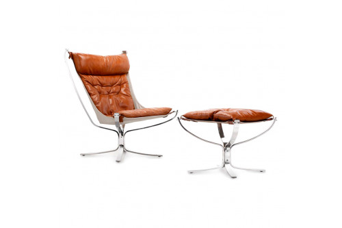 GFURN™ Einar Chair With Ottoman - Brown/Steel