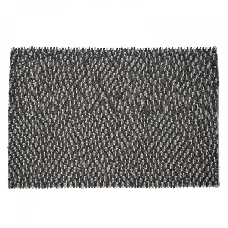 GFURN Chanda Handmade Wool Braided Shaggy Rug - Brown/Black/White, 5 x 7 ft