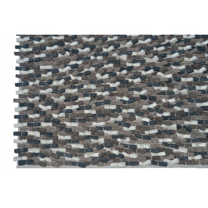 GFURN Chanda Handmade Wool Braided Shaggy Rug - Brown/Black/White, 5 x 7 ft