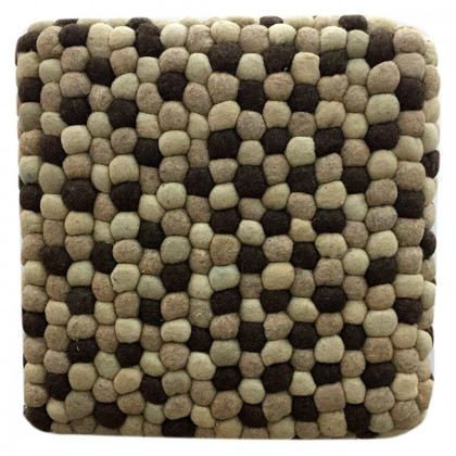 GFURN Handmade Woolen Pebble Pouf - Brown Natural