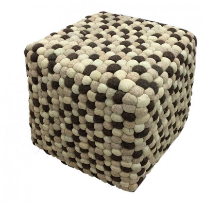 GFURN Handmade Woolen Pebble Pouf - Brown Natural