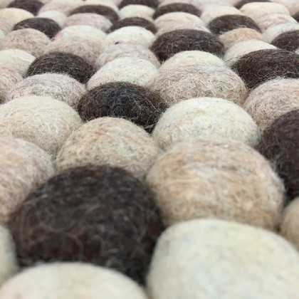 GFURN Handmade Woolen Pebble Pouf - Brown Natural