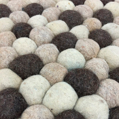 GFURN Handmade Woolen Pebble Pouf - Brown Natural