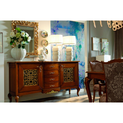 Giorgio Casa Memorie Veneziane 2 Door Sideboard With 4 Drawers - Grain / Silver