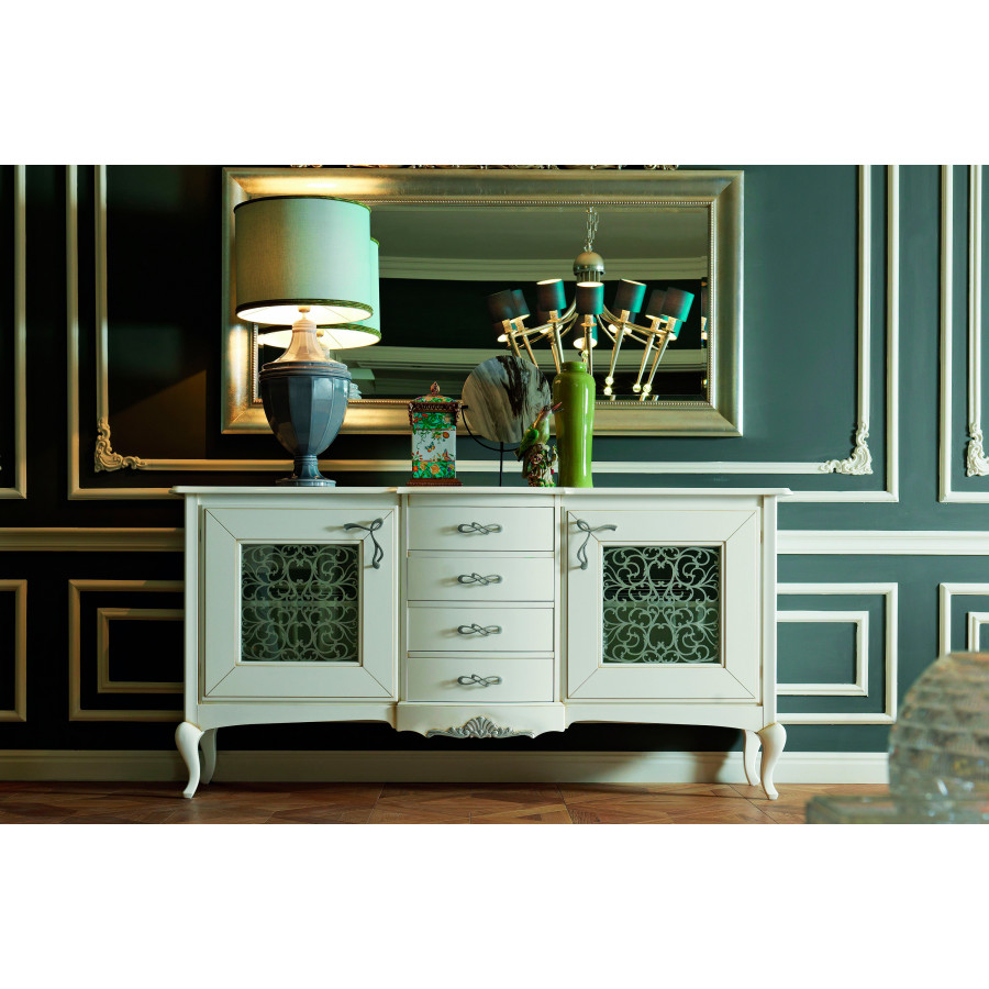 Giorgio Casa Memorie Veneziane 2 Door Sideboard With 4 Drawers - Powder / Silver