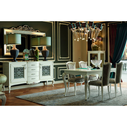 Giorgio Casa Memorie Veneziane 2 Door Sideboard With 4 Drawers - Powder / Silver
