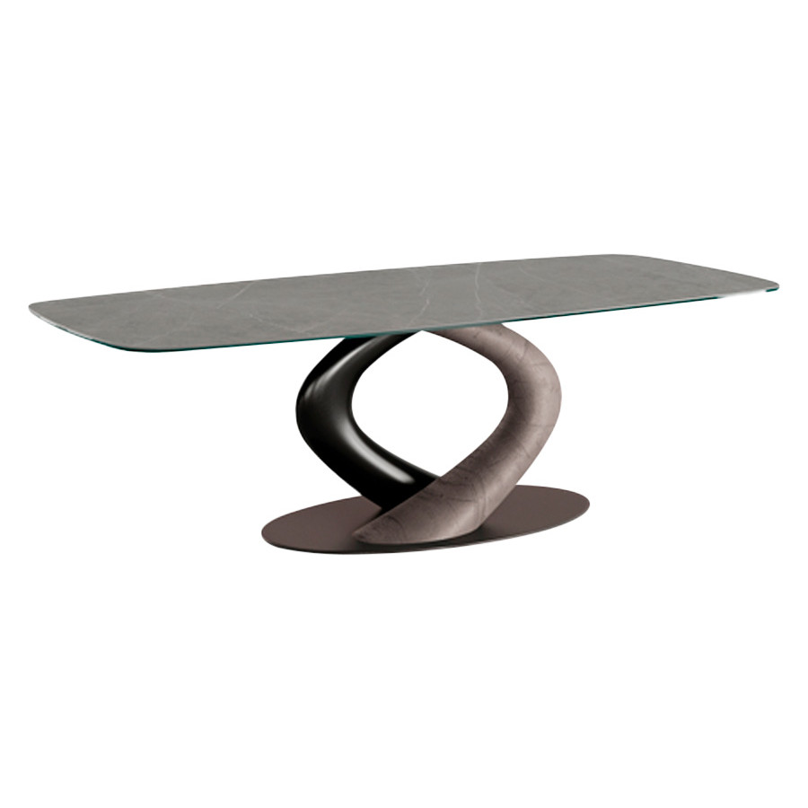 Giorgio Casa Atico Abbraccio Table With Fixed Shaped Top - Cemento F60, 200 cm