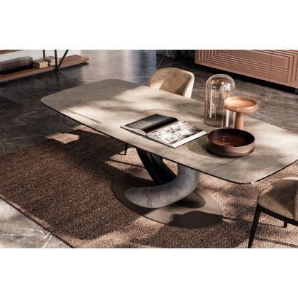 Giorgio Casa Atico Abbraccio Table With Fixed Shaped Top - Cemento F60, 200 cm