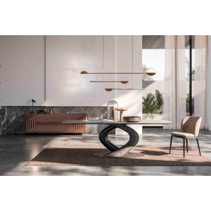 Giorgio Casa Atico Abbraccio Table With Fixed Shaped Top - Cemento F60, 200 cm