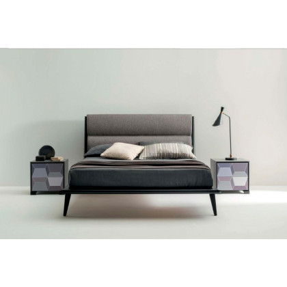 Giorgio Casa - Atico Elice Night table with sides and top in brown lacquered glass anddrawer fronts in engraved compact laminate Z12
