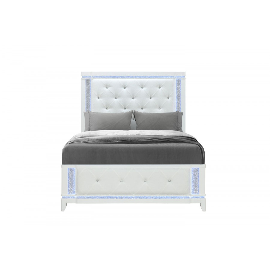 GF Alina White Bed With Led