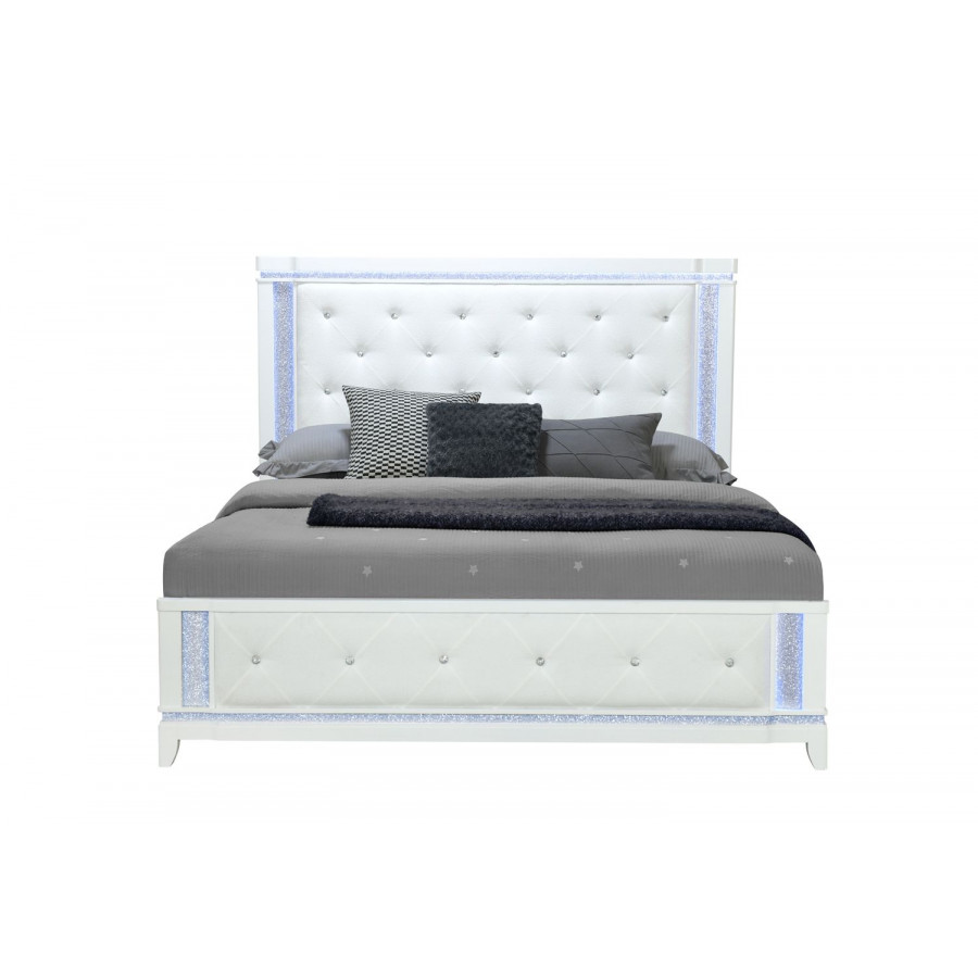 GF Alina White King Bed With Led
