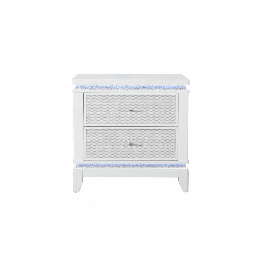 GF - Alina White Nightstand With Led and Usb