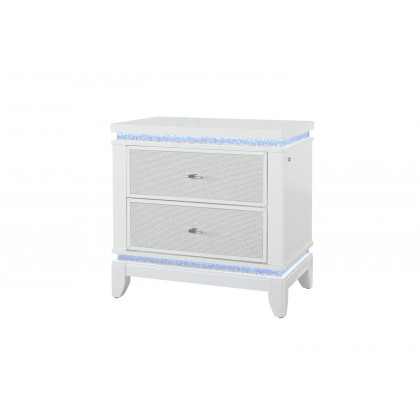 GF - Alina White Nightstand With Led and Usb