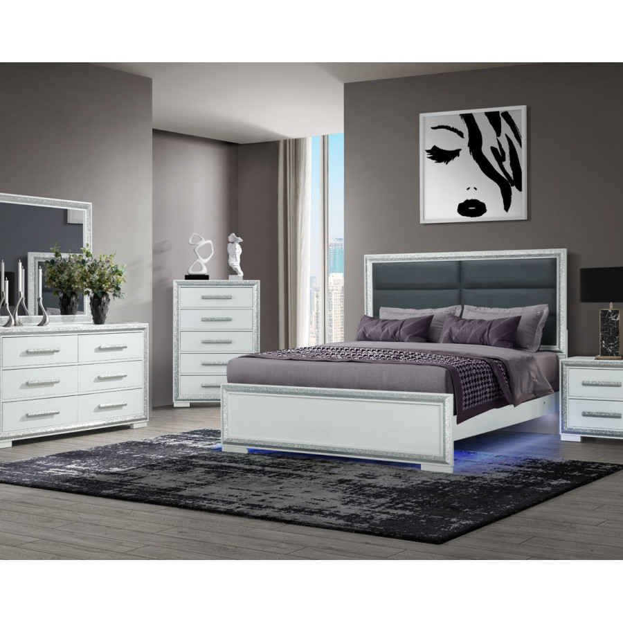 GF Andros Silver Bed Group With Led
