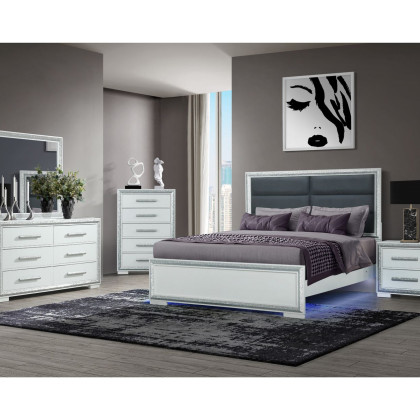 GF Andros Silver Bed Group With Led