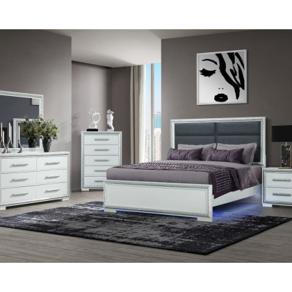GF Andros Silver King Bed Group With Led