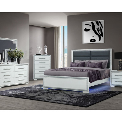 GF Andros Silver Queen Bed Group With Led