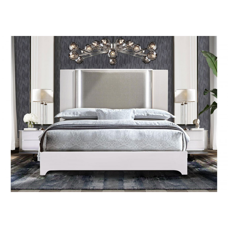 GF Aspen White Bed With Led