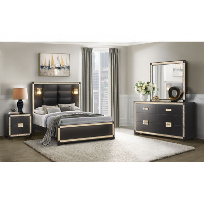 GF Blake/Gold Bed With Lamps