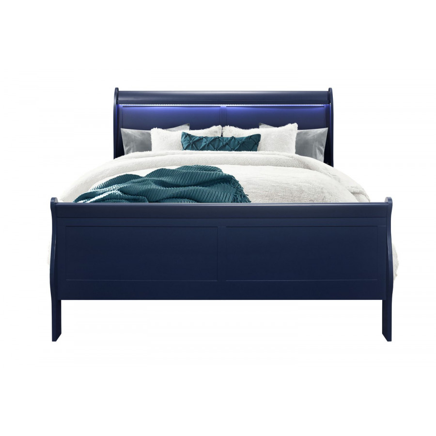 GF Charlie Blue Queen Bed With Led