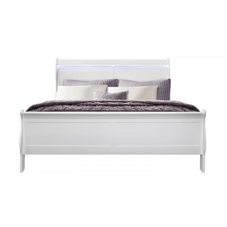 GF Charlie White King Bed With Led