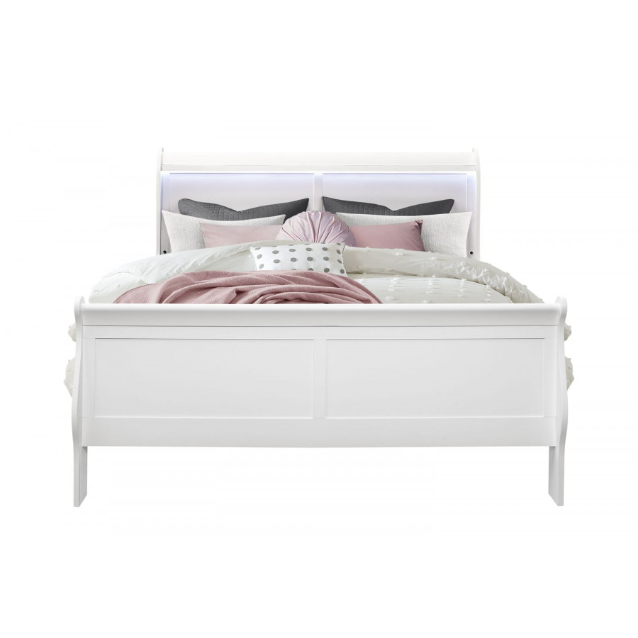 GF Charlie White Queen Bed With Led
